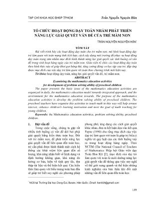 Tổ chức hoạt động dạy toán nhằm phát triển năng lực giải quyết vấn đề của trẻ mầm non