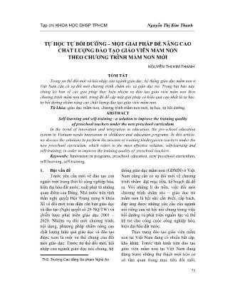 Tự học tự bồi dưỡng – Một giải pháp để nâng cao chất lượng đào tạo giáo viên mầm non theo chương trình mầm non mới