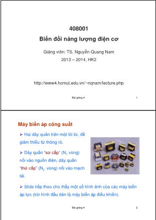 Bài giảng Biến đổi năng lượng điện cơ - Bài 4: Mạch từ tĩnh