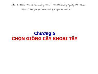 Bài giảng Chọn tạo giống cây ngắn ngày - Chương 5: Chọn giống cây khoai tây