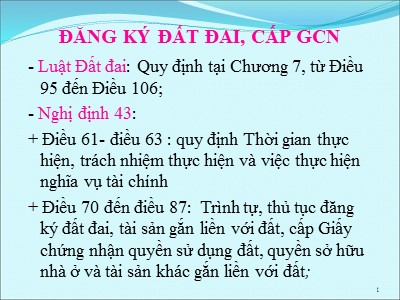 Bài giảng Đăng ký đất đai, cấp giấp chứng nhận