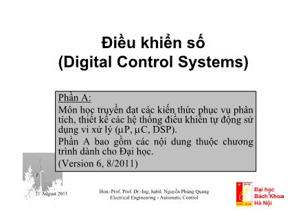 Bài giảng Điều khiển số (Digital Control Systems)