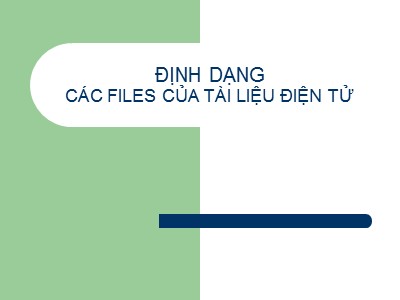 Bài giảng Định dạng các Files của tài liệu điện tử