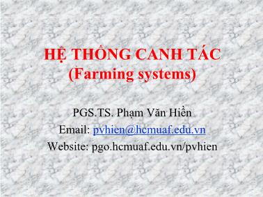 Bài giảng Hệ thống canh tác - Phạm Văn Hiền