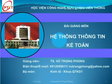 Bai giảng Hệ thống thông tin kế toán - Vũ Trọng Phong