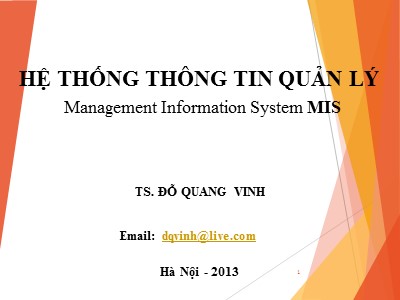 Bài giảng Hệ thống thông tin quản lý - Đỗ Quanh Vinh