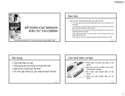 Bài giảng Kế toán các khoản đầu tư tài chính (Phần 1)