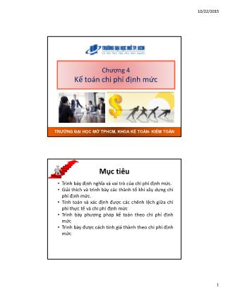 Bài giảng Kế toán chi phí - Chương 4: Kế toán chi phí định mức