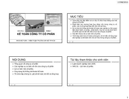 Bài giảng Kế toán công ty cổ phần (Phần 1)