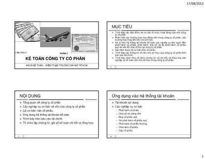 Bài giảng Kế toán công ty cổ phần (Phần 2)