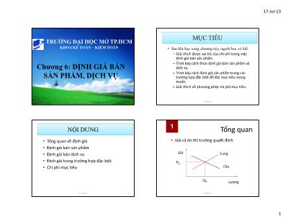 Bài giảng Kế toán quản trị - Chương 6: Định giá bán sản phẩm, dịch vụ