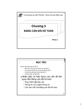 Bài giảng Kế toán tài chính - Chương 3: Bảng cân đối kế toán (Phần 2)