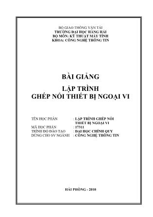 Bài giảng Lập trình ghép nối thiết bị ngoại vi