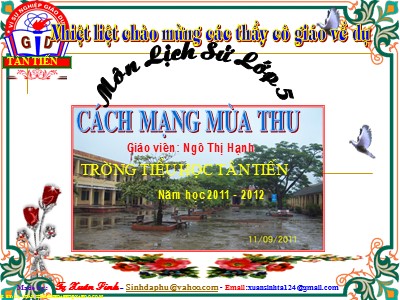 Bài giảng Lịch sử Lớp 5 - Cách mạng mùa thu - Trường Tiểu học Tân Tiến