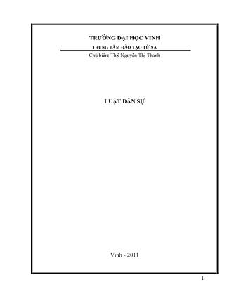 Bài giảng Luật dân sự - Nguyễn Thị Thanh (Phần 1)