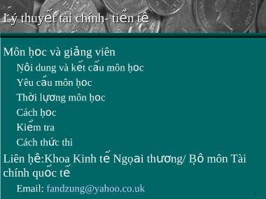 Bài giảng Lý thuyết tài chính tiền tệ