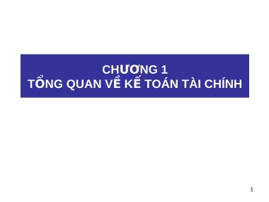 Bài giảng môn Kế toán tài chính - Chương 1: Tổng quan về kế toán tài chính