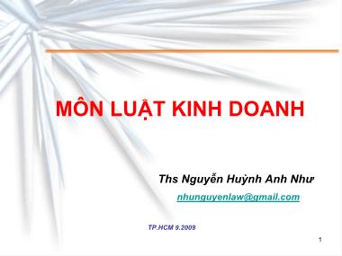 Bài giảng Môn luật kinh doanh - Nguyễn Huỳnh Anh Như