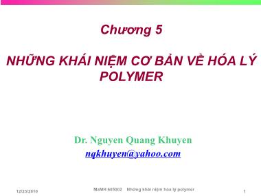 Bài giảng Những khái niệm cơ bản về hóa lý Polymer