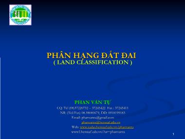 Bài giảng Phân hạng đất đai - Phan Văn Tự