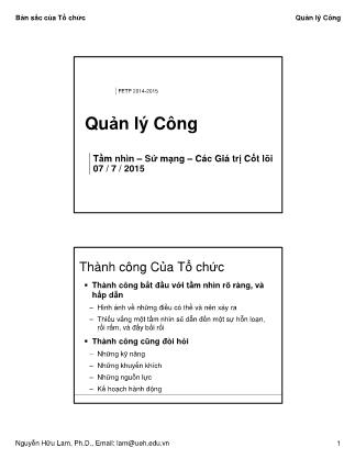 Bài giảng Quản lý công - Tầm nhìn-Sứ mạng-Các giá trị cốt lõi