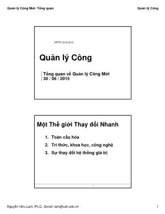 Bài giảng Quản lý công - Tổng quan về quản lý công mới