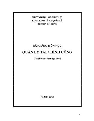 Bài giảng Quản lỳ tài chính công