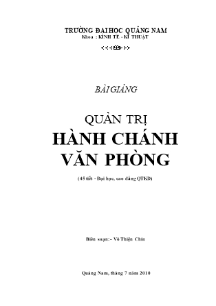 Bài giảng Quản trị hành chính văn phòng - Võ Thiện Chín