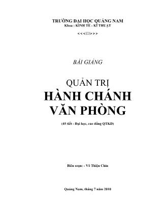 Bài giảng Quản trị hành chính văn phòng