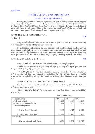 Bài giảng Quản trị ngân hàng thương mại - Chương 1: Tìn hiểu về Báo cáo tài chính của ngân hàng thương mại