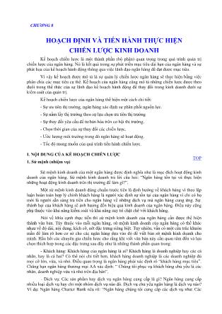 Bài giảng Quản trị ngân hàng thương mại - Chương 8: Hoạch định và tiến hành thực hiện chiến lược kinh doanh