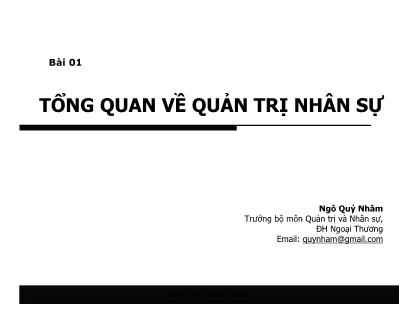 Bài giảng Quản trị nhân sự - Bài 1: Tổng quan về quản trị nhân sự