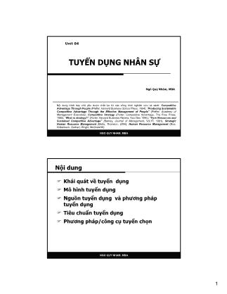 Bài giảng Quản trị nhân sự - Bài 4: Tuyển dụng nhân sự