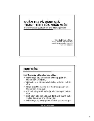 Bài giảng Quản trị nhân sự - Bài 6: Quản trị và đánh giá thành tích của nhân viên