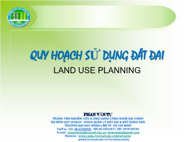 Bài giảng Quy hoạch sử dụng đất đai - Bài 1: Một số khái niệm, thuật ngữ chuyên môn - Phan Văn Tự