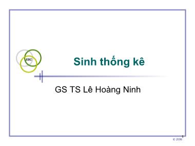 Bài giảng Sinh thống kê - Lê Hoàng Ninh