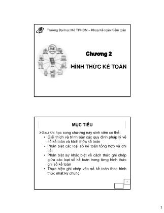 Bài giảng Sổ kế toán - Chương 2: Hình thức kế toán