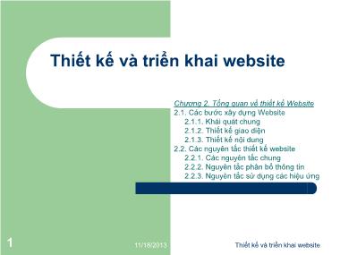 Bài giảng Thiết kế và triển khai Website - Chương 2: Tổng quan về thiết kế Website