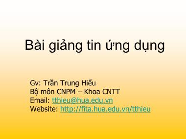 Bài giảng Tin học ứng dụng - Chương 2: Các hàm thống kê - Trần Trung Hiếu