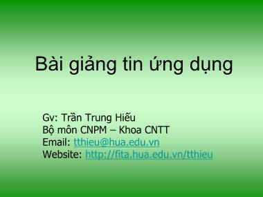 Bài giảng Tin học ứng dụng - Chương 3: Các thống kê cơ bản tương quan và hồi quy - Trần Trung Hiếu