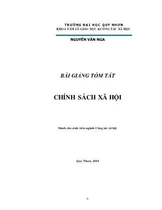 Bài giảng tóm tắt Chính sách xã hội