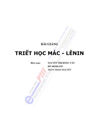 Bài giảng Triết học Mac-Lenin - Nguyễn Thị Hồng Vân (Phần 1)