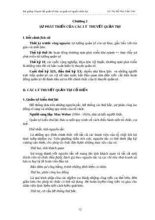 Chuyên đề Quản trị học và quản trị nguồn nhân lực - Chương 2: Sự phát triển của các lý thuyết quản trị