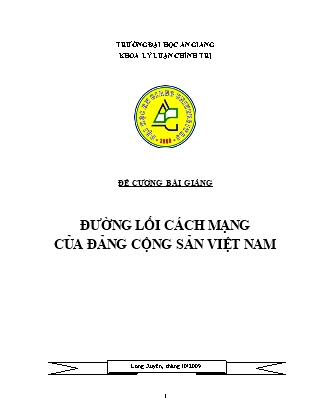 Đề cương bài giảng Đường lối Cách mạng của Đảng cộng sản Việt Nam