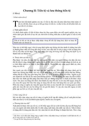 Đề cương bài giảng tham khảo Lý thuyết tài chính - Chương II: Tiền tệ và lưu thông tiền tệ