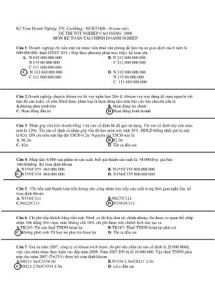 Đề thi tốt nghiệp Cao đăng môn Kế toán tài chính doanh nghiệp