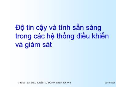 Độ tin cậy và tính sẵn sàng trong các hệ thống điều khiển và giám sát