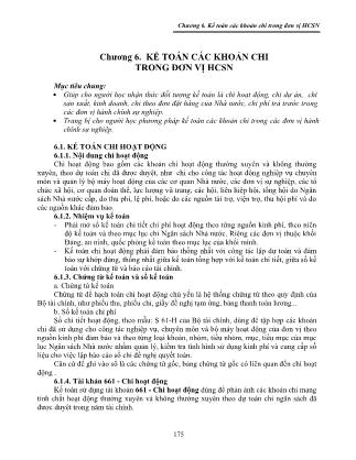 Giáo trình Kế toán hành chính sự nghiệp - Chương 6: Kế toán các khoản chi trong đơn vị hành chính sự nghiệp