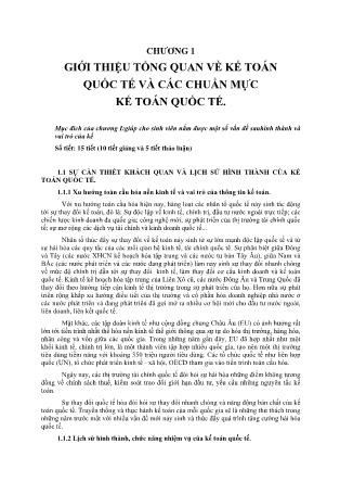 Giáo trình Kế toán quốc tế - Chương 1: Giới thiệu tổng quan về kế toán quốc tế và các chuẩn mực kế toán quốc tế