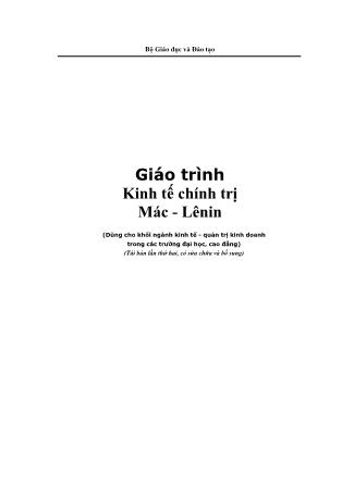 Giáo trình Kinh tế chính trị Mác - Lênin - Chu Văn Cấp